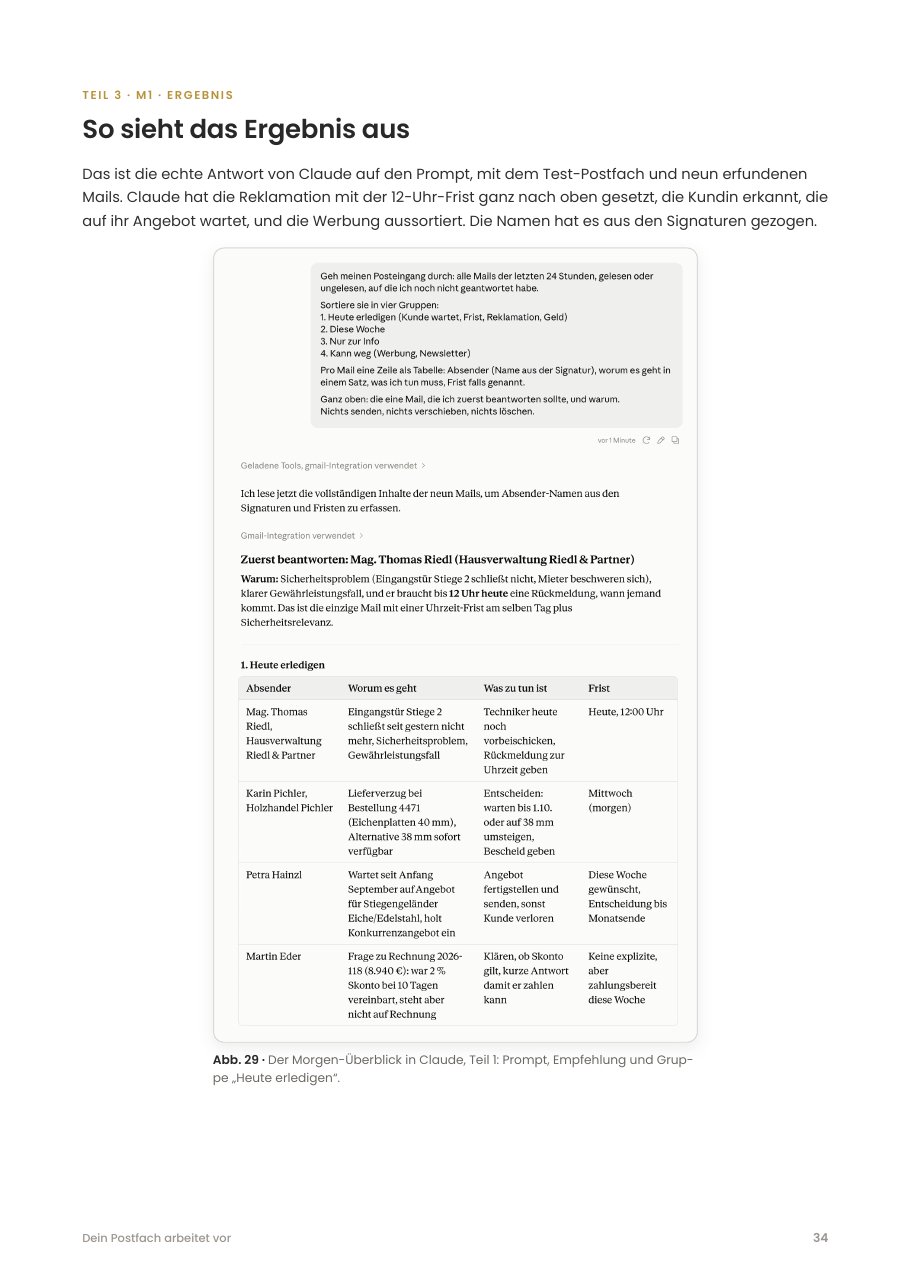 Seitenvorschau: Ergebnis des Morgen-Überblicks